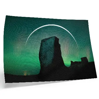 Photo canvas night sky rock in green tones with a cosmic atmosphere