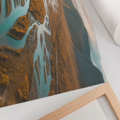 Decorative canvas print Majestic river, golden hills, turquoise water