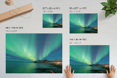 Poster Aurora Borealis over the sea, a magical atmosphere