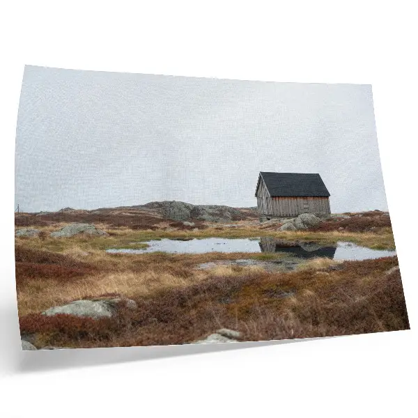 Photo canvas wooden cottage in a calm heathland landscape