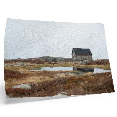Photo canvas wooden cottage in a calm heathland landscape