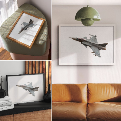 Photo canvas A modern fighter jet in flight against the sky