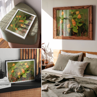 Decorative canvas print Green leaves orange fruits natural charm