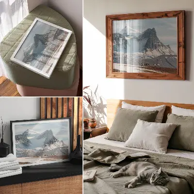 Photo canvas picturesque mountain reindeer winter landscape