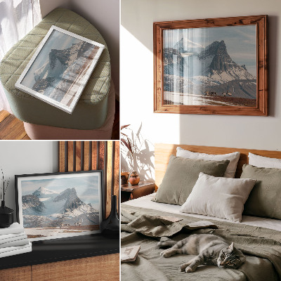 Photo canvas Picturesque mountains reindeer peace winter landscape