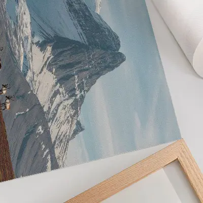 Photo canvas picturesque mountain reindeer winter landscape