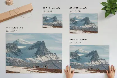 Photo canvas picturesque mountain reindeer winter landscape