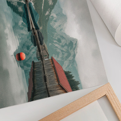 Photo canvas Mountain lake reflection peace wooden boats