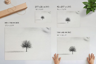 Decorative canvas print Minimalist winter tree landscape harmony motif
