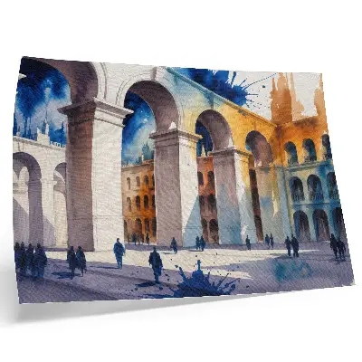 Urban architecture watercolor print elegant arches design