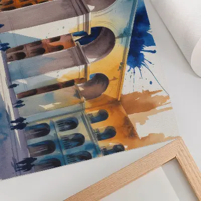 Urban architecture watercolor print elegant arches design