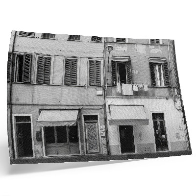 Photo canvas The facade of the tenement house, the contrast of black and white, minimalism