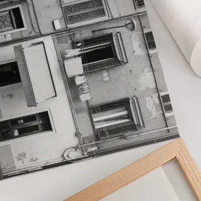Photo canvas minimalist black and white tenement house facade