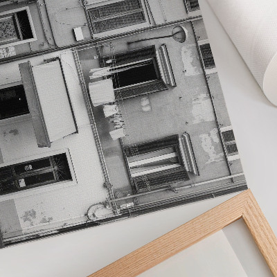 Photo canvas The facade of the tenement house, the contrast of black and white, minimalism
