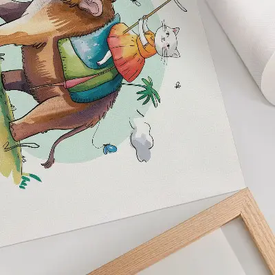 Decorative canvas print cat on a mammoth fantasy nature magic theme