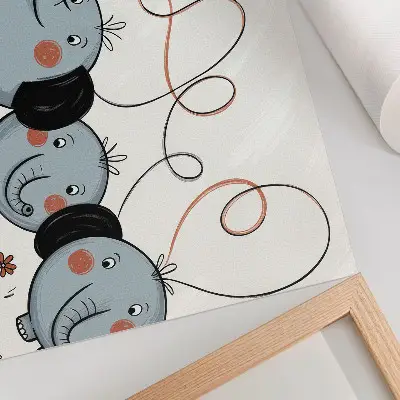 Elephant poster with balloons featuring themes of cleanliness, fun, and joy