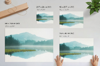 Photo canvas A peaceful lake among green mountains