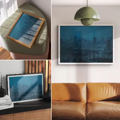 Metropolis night lights canvas print modern skyscrapers design