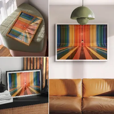 Photo canvas with a colorful striped pattern in an abstract artistic style