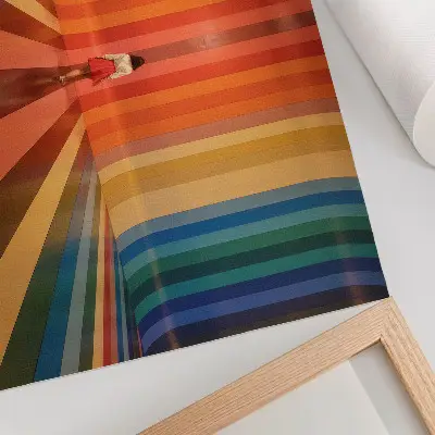 Photo canvas with a colorful striped pattern in an abstract artistic style