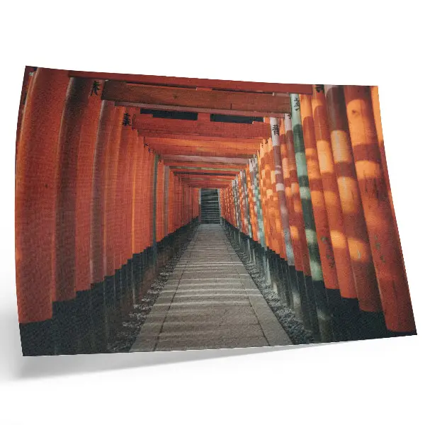 Decorative canvas print orange tunnel columns with symmetry and depth