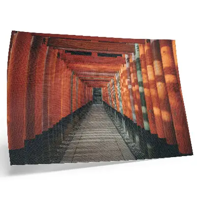Decorative canvas print orange tunnel columns with symmetry and depth