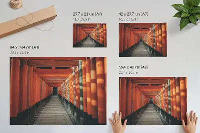Decorative canvas print orange tunnel columns with symmetry and depth