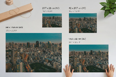 Poster Modern city view from above, dynamic