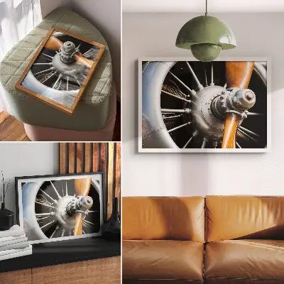 Photo canvas metal propeller elements with an industrial look