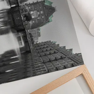 Poster canal with industrial buildings and reflections in the water