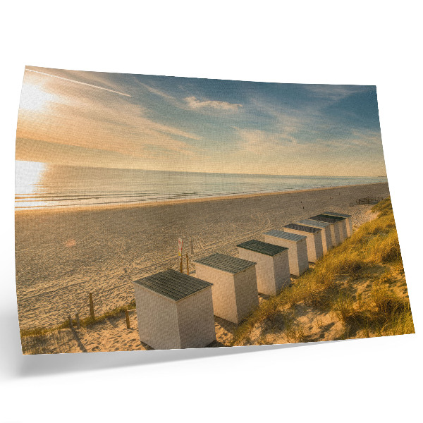 Photo canvas White houses sea view sunset