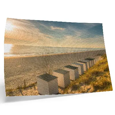 Photo canvas white houses with a sea view at sunset