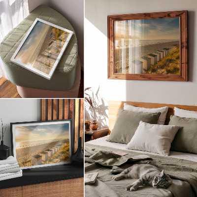 Photo canvas White houses sea view sunset