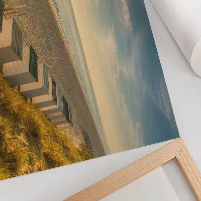 Photo canvas white houses with a sea view at sunset