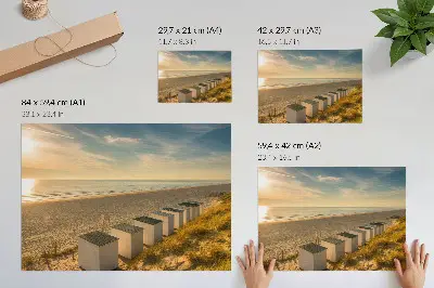 Photo canvas white houses with a sea view at sunset