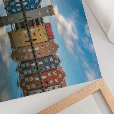 Poster Colorful houses by the water reflections architecture