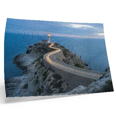 Photo canvas a picturesque landscape featuring a lantern and a winding road at night