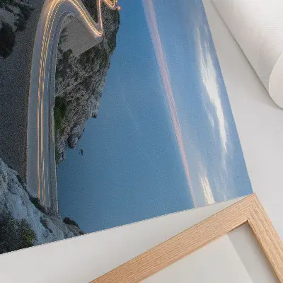 Photo canvas a picturesque landscape featuring a lantern and a winding road at night