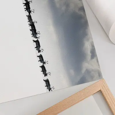 Poster reindeer in the snow with silence and space