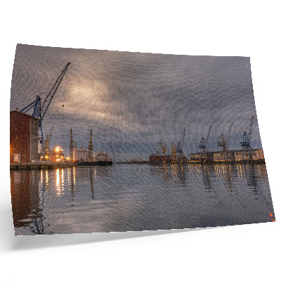 Photo canvas Atmospheric port cranes reflected in the water