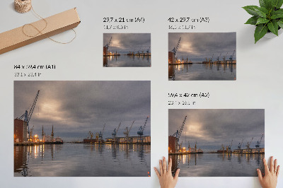 Photo canvas Atmospheric port cranes reflected in the water