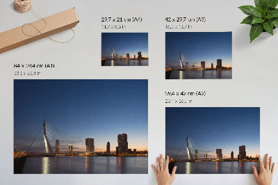 Decorative canvas print Bridge and city at dusk with shining city lights