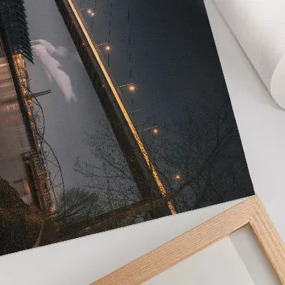Poster bridge at night showcasing a modern structure in a peaceful atmosphere