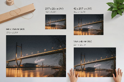 Poster Bridge at night modern structure peaceful atmosphere