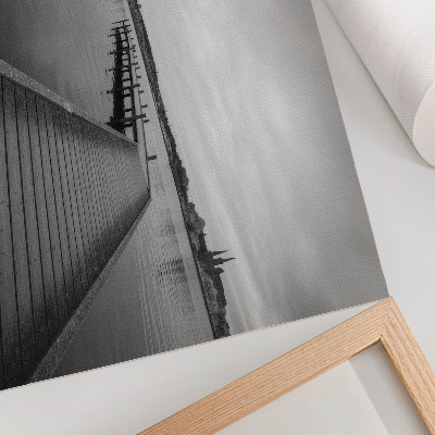 Decorative canvas print Black and white landscape wooden pier calm lake