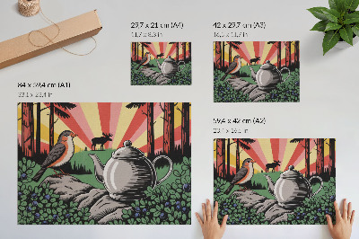 Decorative canvas print A dynamic forest scene rich in detail