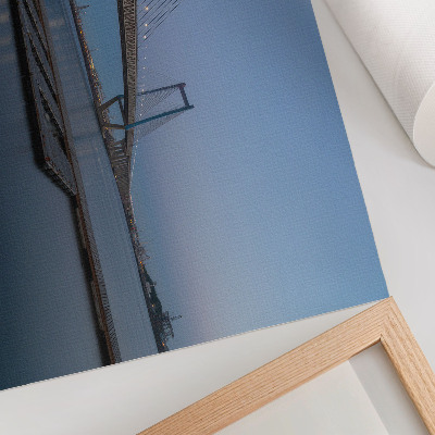 Photo canvas Bridge against the backdrop of dusk, calm water, modernity