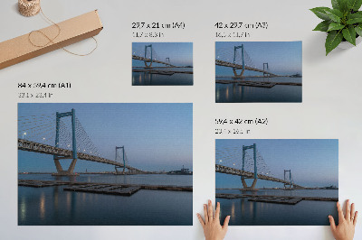 Photo canvas Bridge against the backdrop of dusk, calm water, modernity
