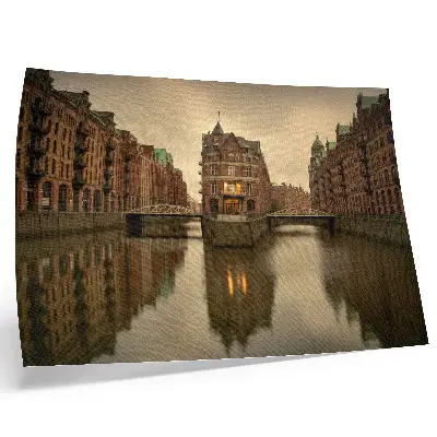 Photo canvas historic buildings with canals, calm water, and bridges
