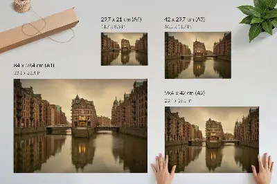Photo canvas historic buildings with canals, calm water, and bridges